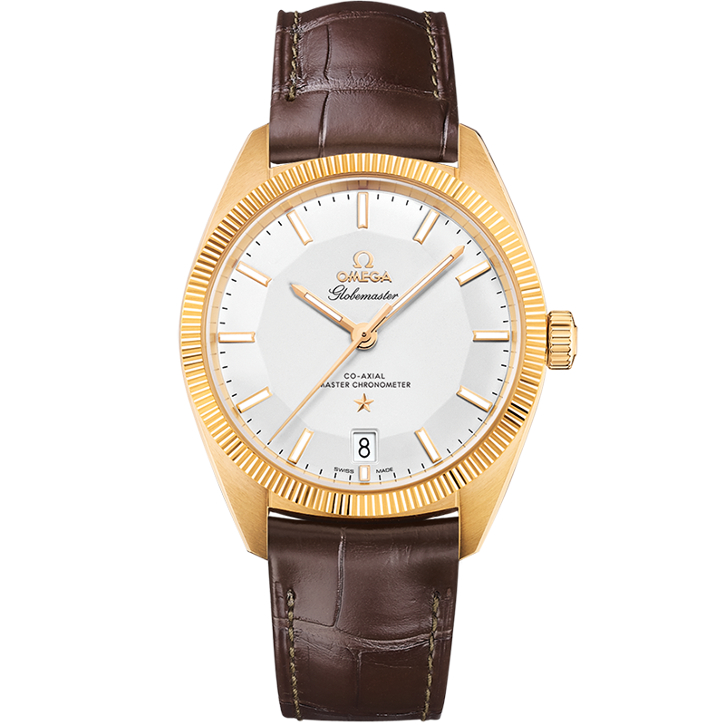 OMEGA Constellation Globemaster 39 mm Silver Dial 18k Yellow Gold Strap 130.53.39.21.02.002
