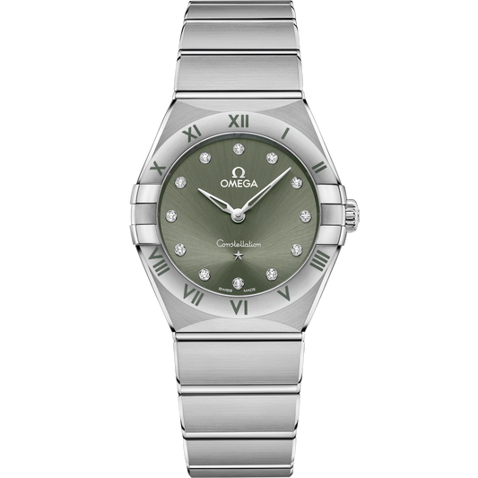 Omega Constellation 28 mm Green Dial with Diamonds Stainless Steel Bracelet 131.10.28.60.60.001