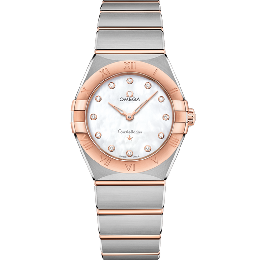 Omega Constellation 28 mm White Dial with Diamonds Stainless Steel Sedna™ 18k Rose Gold Bracelet 131.20.28.60.55.001