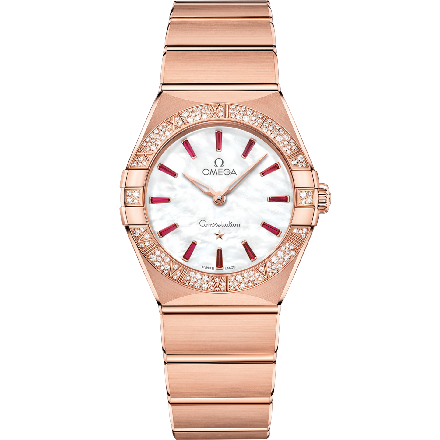 Omega Constellation 28 mm White Dial with Diamonds Sedna™ 18k Rose Gold Bracelet 131.55.28.60.55.004