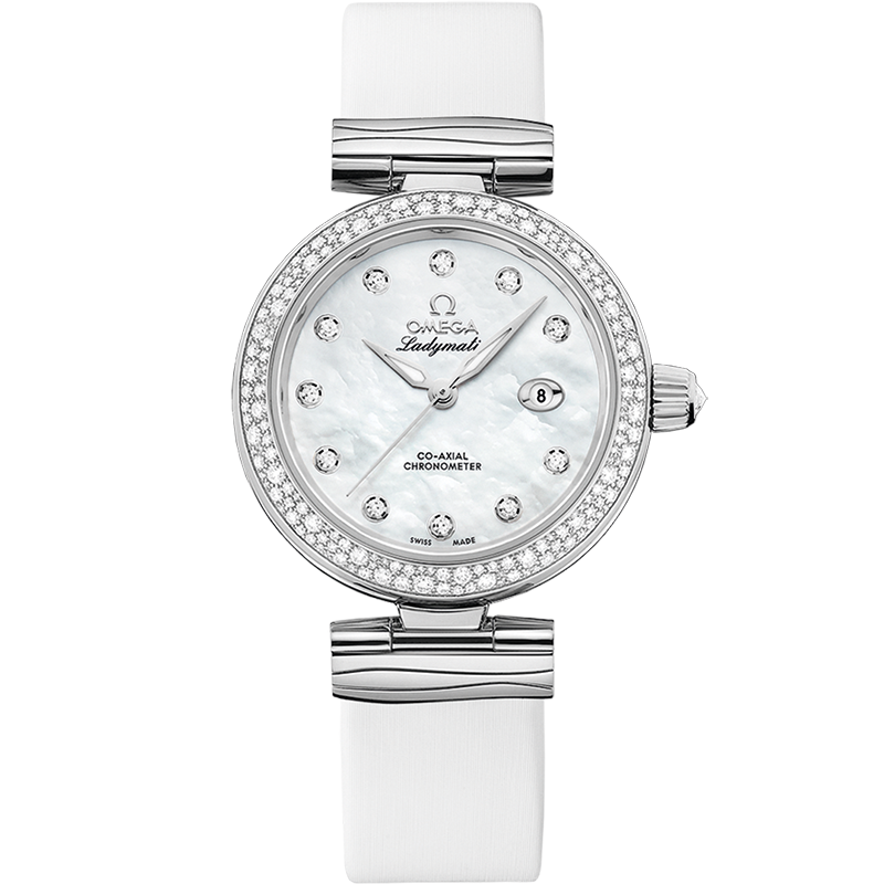 Omega De Ville Ladymatic 34 mm White Dial with Diamonds Stainless Steel Strap 425.37.34.20.55.002