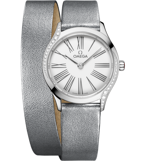 Omega De Ville Mini Trésor 26 mm White Dial with Diamonds  Stainless Steel Strap 428.17.26.60.04.006