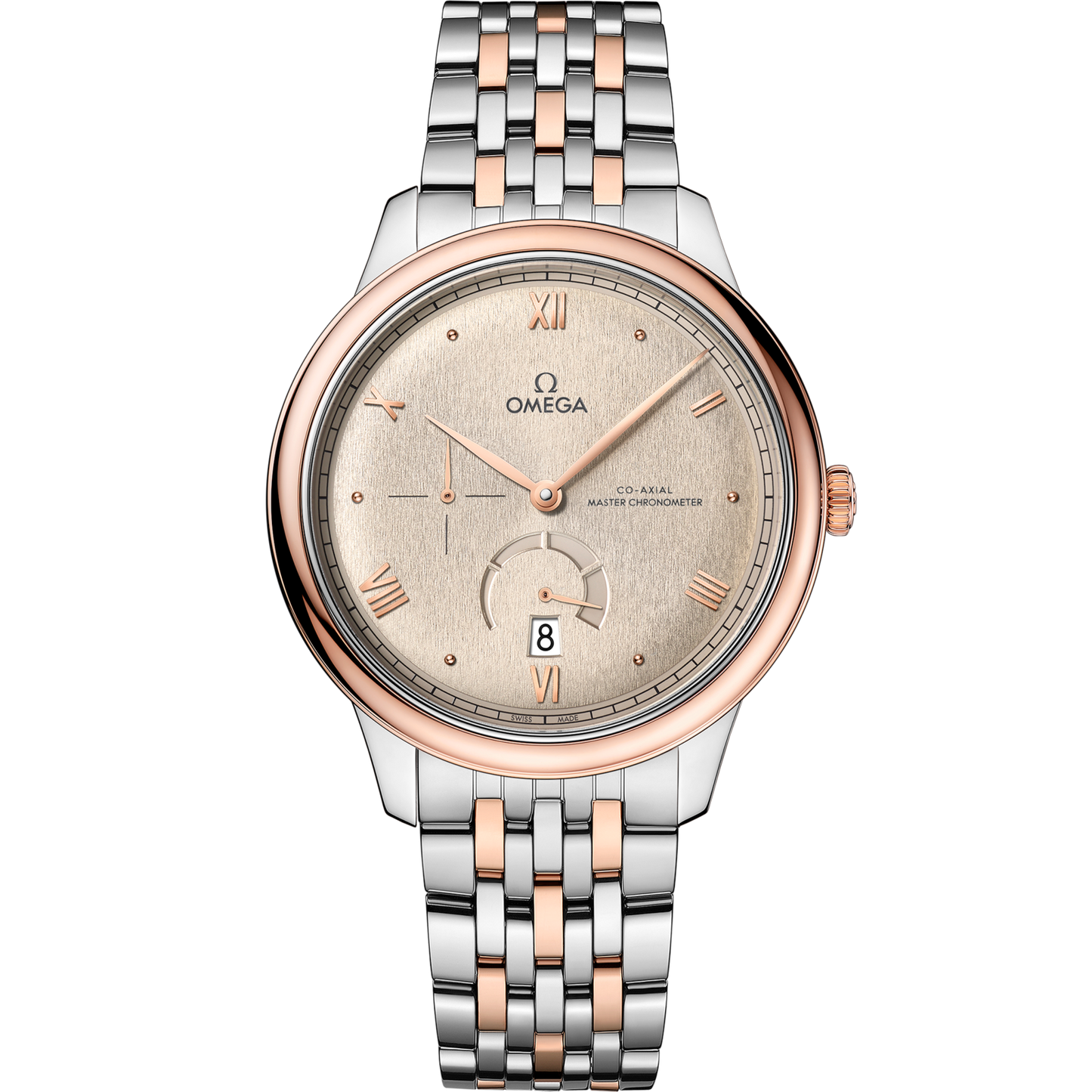 Omega De Ville Prestige 41 mm Linen Dial Stainless Steel Sedna™ 18k Rose Gold Bracelet 434.20.41.21.09.001