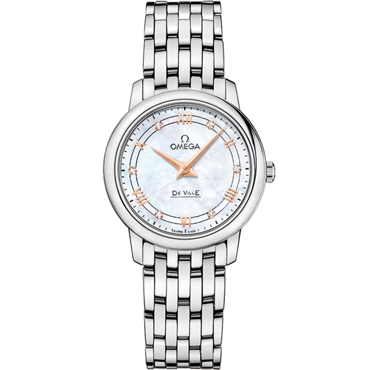 Omega De Ville Prestige 27.4 mm White Dial Stainless Steel Bracelet 424.10.27.60.55.001