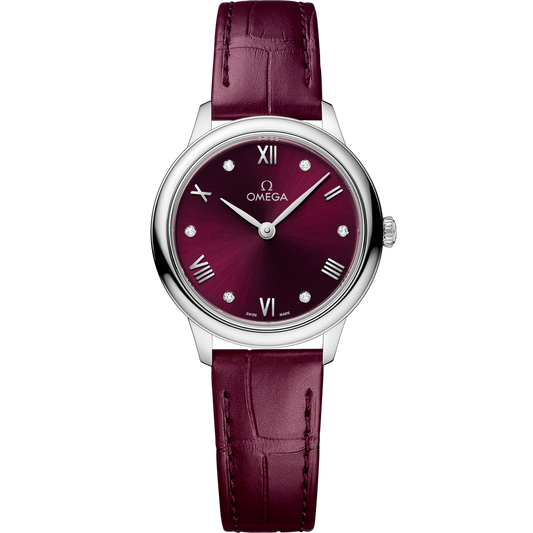 Omega De Ville Prestige 27.5 mm Red Dial Stainless Steel Strap 434.13.28.60.61.001