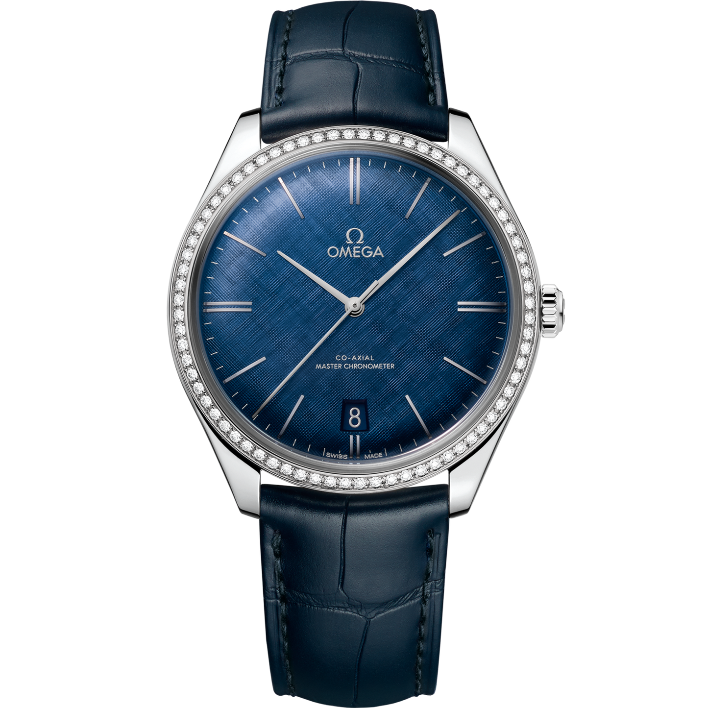 Omega De Ville Trésor 40 mm Blue Dial with Diamonds Stainless Steel Strap 435.18.40.21.03.001