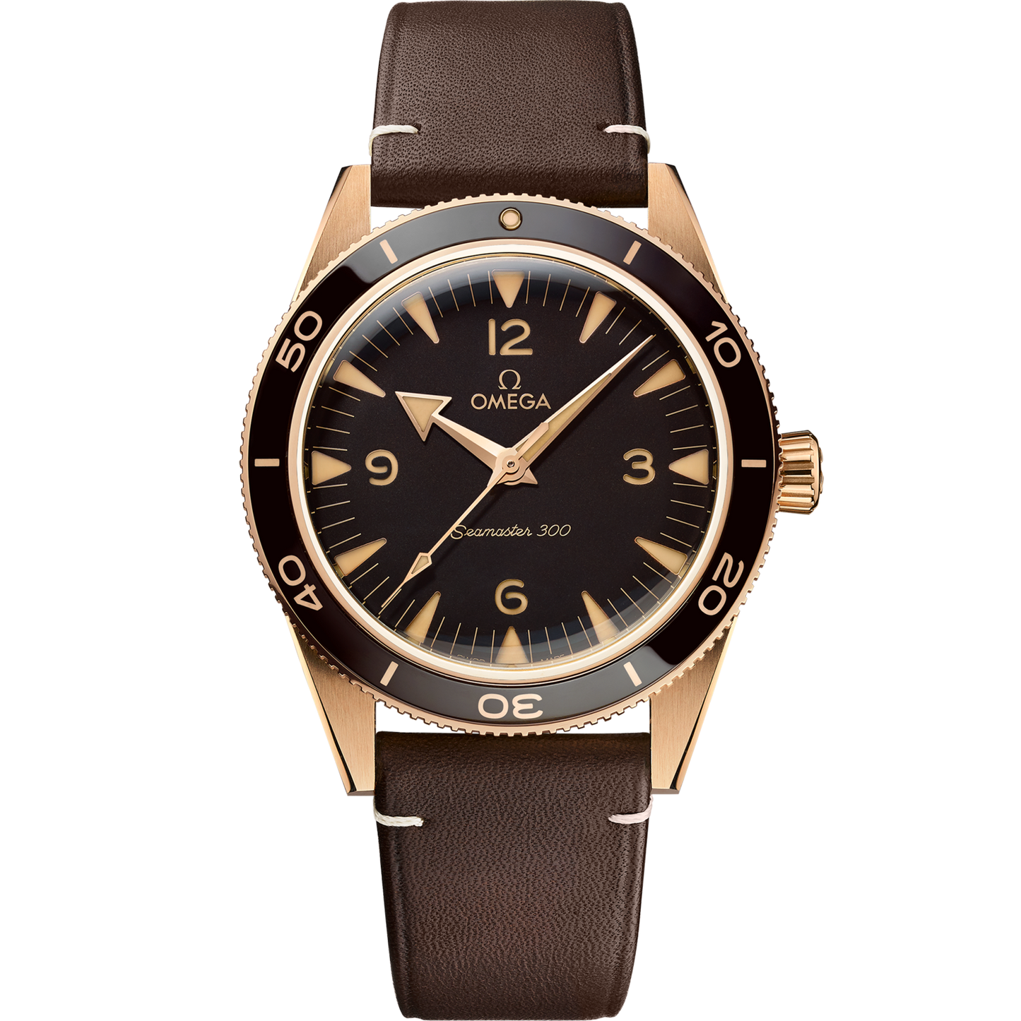 Omega Seamaster 300 41 mm Brown Dial Bronze Gold Strap 234.92.41.21.10.001