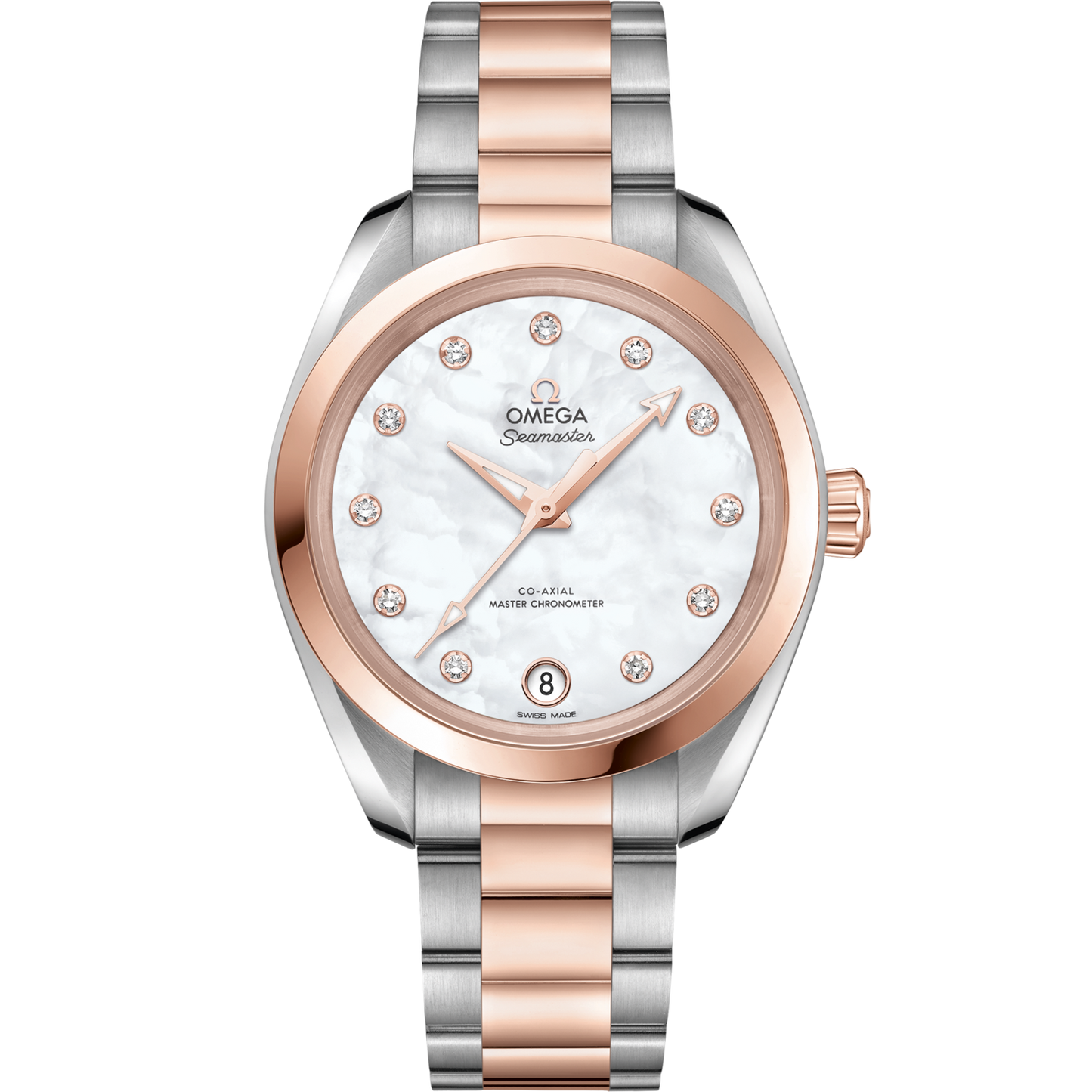 Omega Seamaster Aqua Terra 150M 34 mm White Dial with Diamonds Stainless Steel and Sedna™ 18k Rose Gold Bracelet 220.20.34.20.55.001