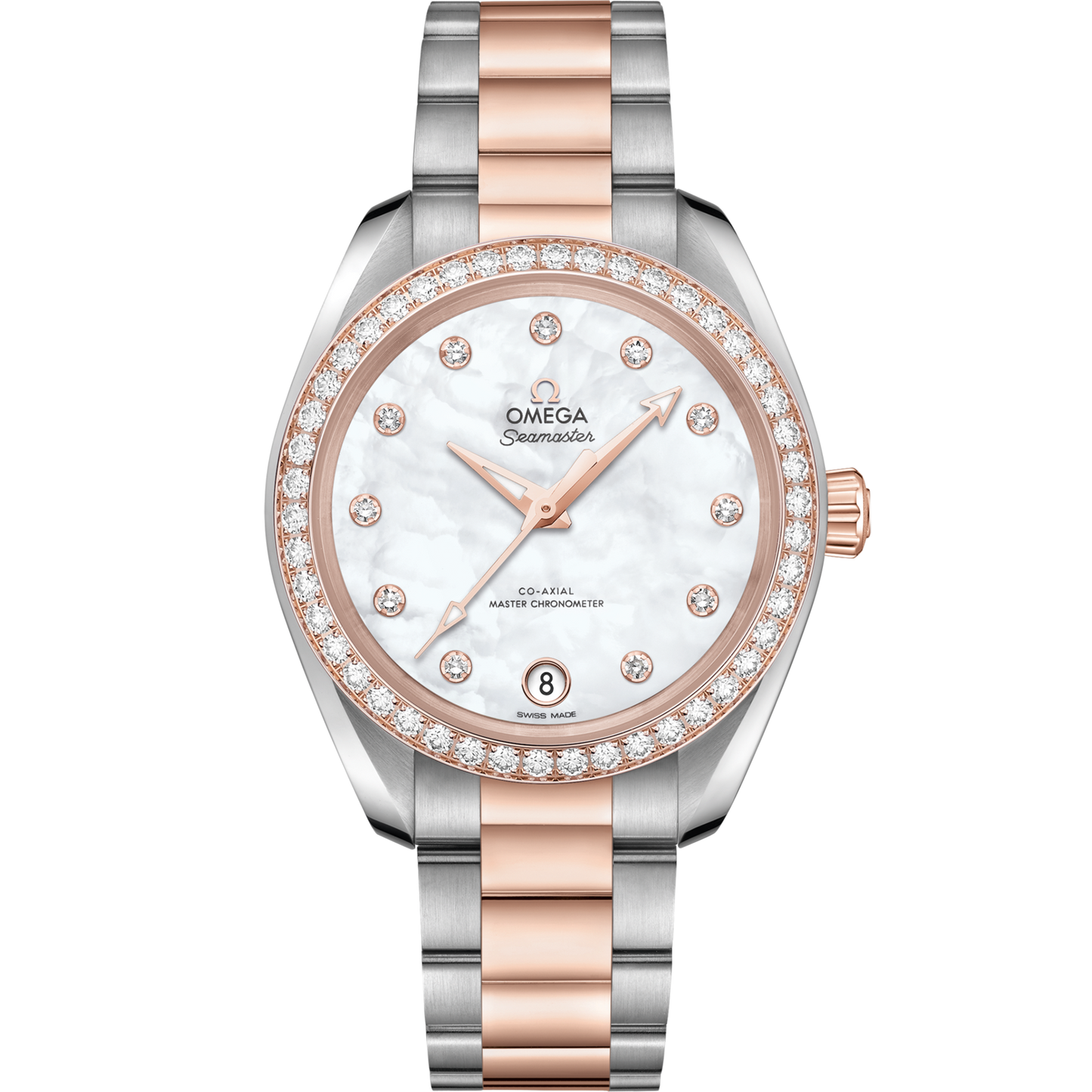 Omega Seamaster Aqua Terra 150M 34 mm White Dial with Diamonds Stainless Steel and Sedna™ 18k Rose Gold Bracelet 220.25.34.20.55.001