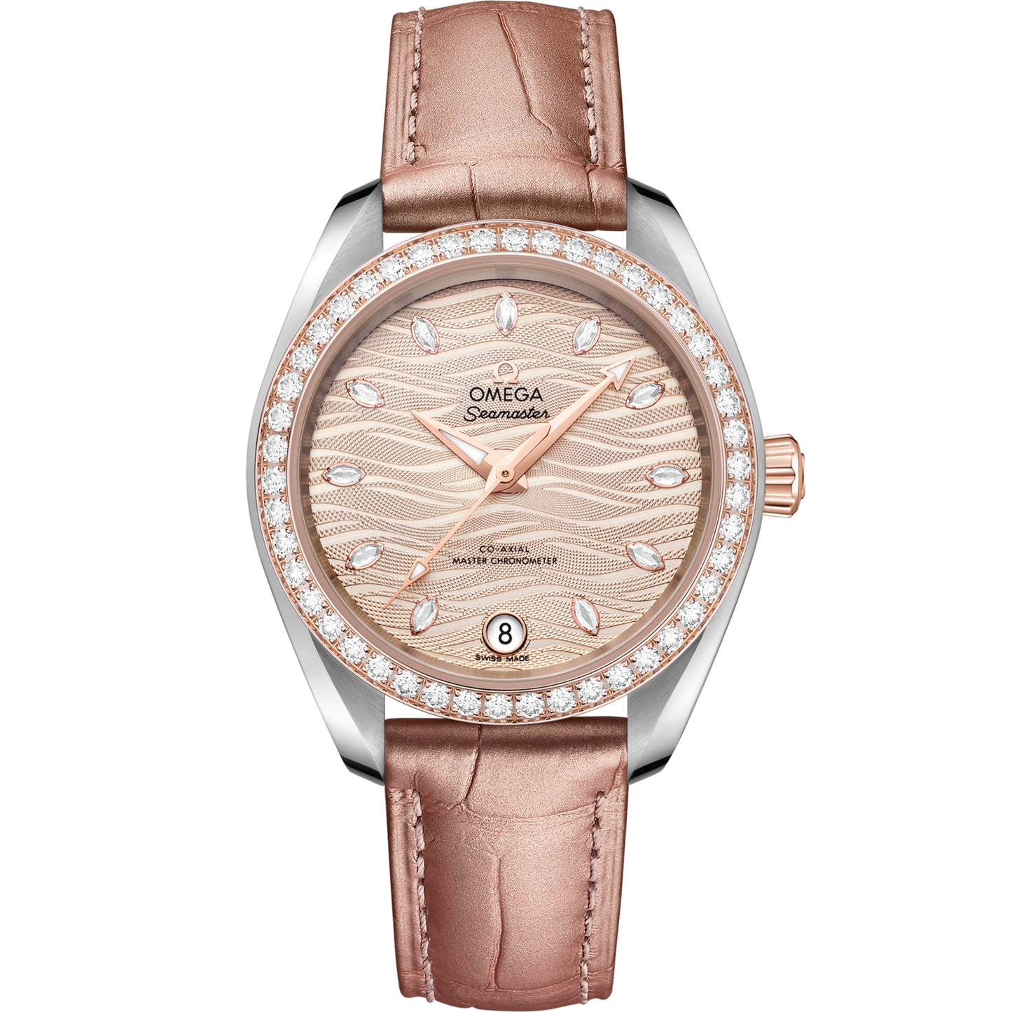 Omega Seamaster Aqua Terra 150M 34 mm Grey Dial with Diamonds Stainless Steel and Sedna™ 18k Rose Gold Strap 220.28.34.20.59.001