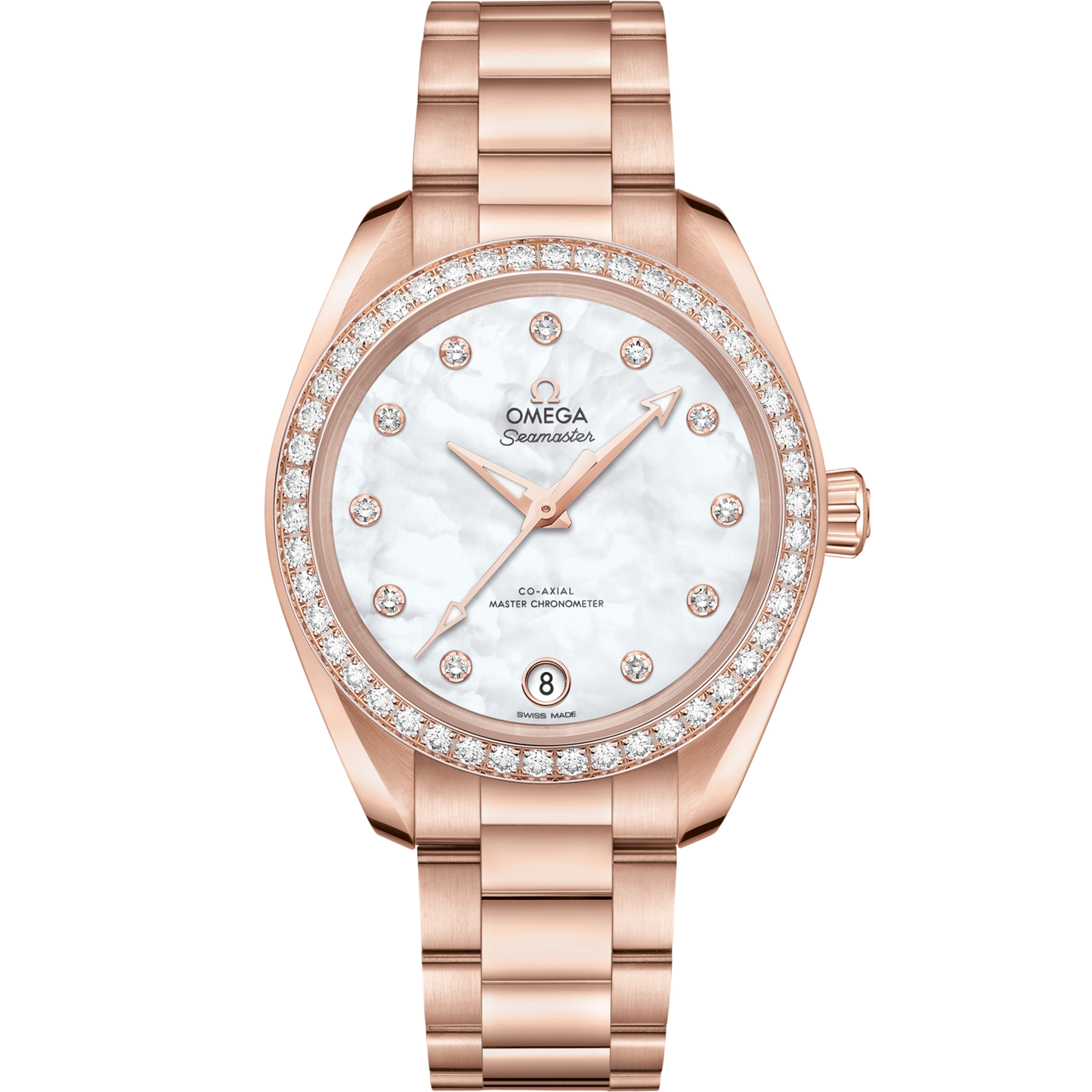 Omega Seamaster Aqua Terra 150M 34 mm White Dial with Diamonds Sedna™ 18k Rose Gold Bracelet 220.55.34.20.55.001