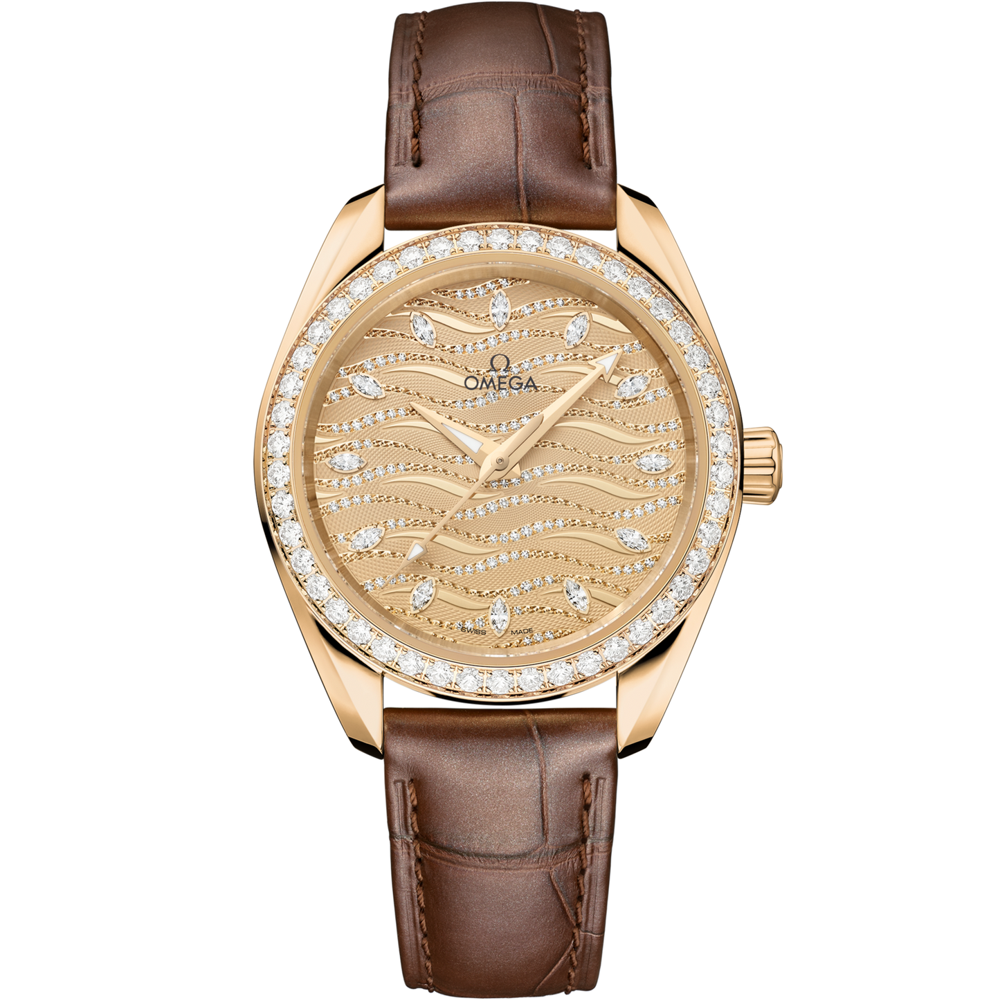 Omega Seamaster Aqua Terra 150M 34 mm Yellow Dial with Diamonds Moonshine™ 18k Yellow Gold Strap 220.58.34.20.99.008