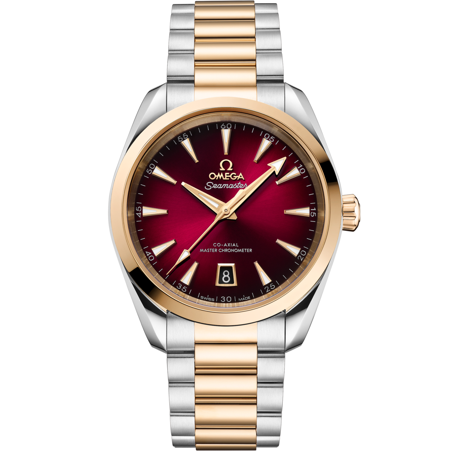 OMEGA Seamaster Aqua Terra 41 mm Red Dial Stainless Steel and Sedna™ 18k Yellow Gold Bracelet 220.20.38.20.10.002