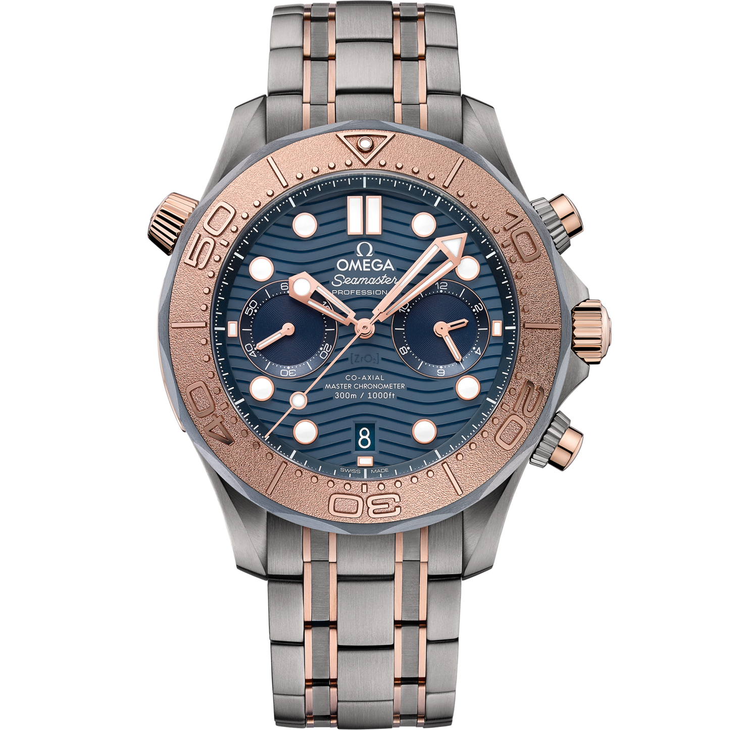 Omega Seamaster Diver 300M 44 mm Blue Dial Titanium ‑ tantalum ‑ Sedna™ 18k Rose Gold Bracelet 210.60.44.51.03.001