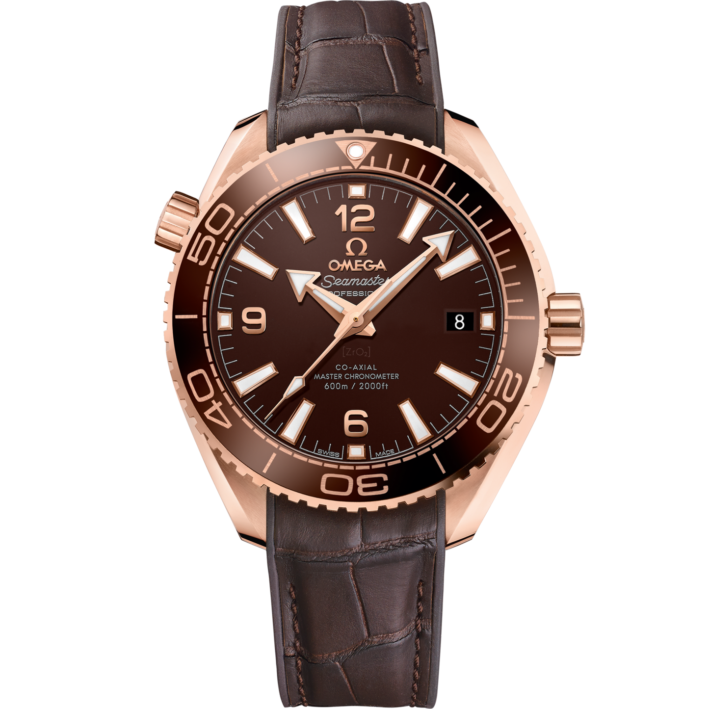 Omega Seamaster Planet Ocean 600M 39.5 mm Brown Dial Sedna™ 18k Rose Gold Strap 215.63.40.20.13.001
