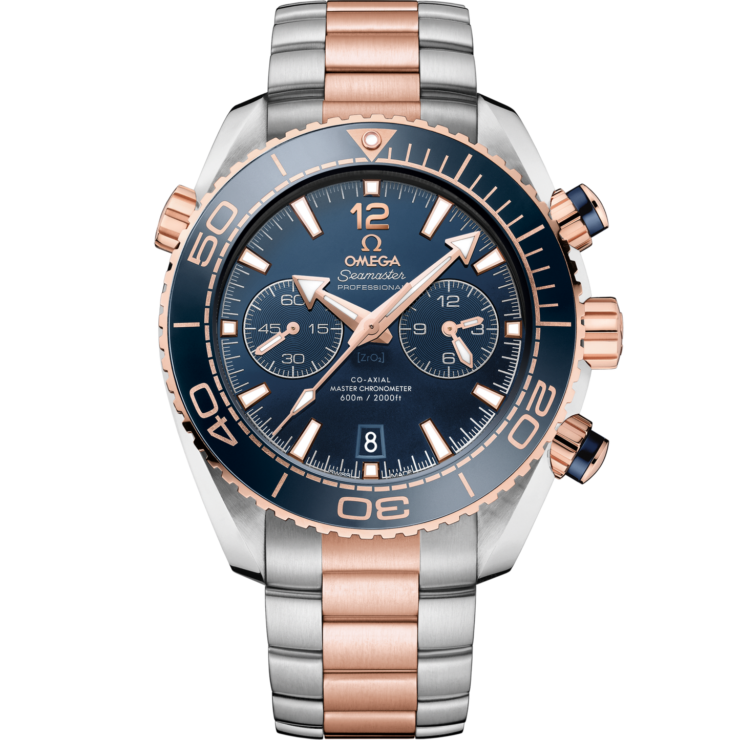 Omega Seamaster Planet Ocean 600M 45.5 mm Blue Dial Stainless Steel and Sedna™ 18k Rose Gold Bracelet 215.20.46.51.03.001