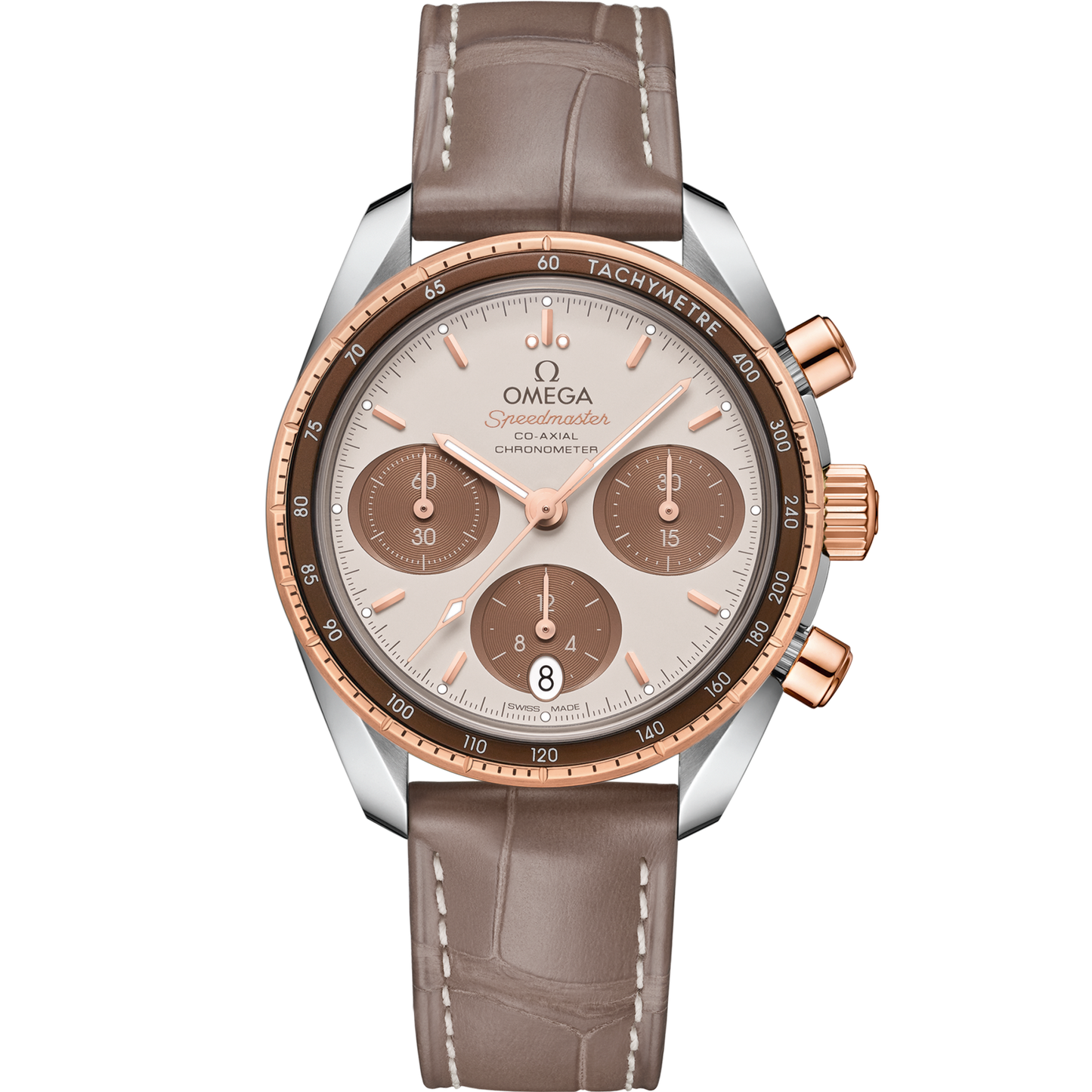Omega Speedmaster 38  Brown Dial  38 mm  Stainless Steel Sedna™18k Rose Gold Strap 324.23.38.50.02.002