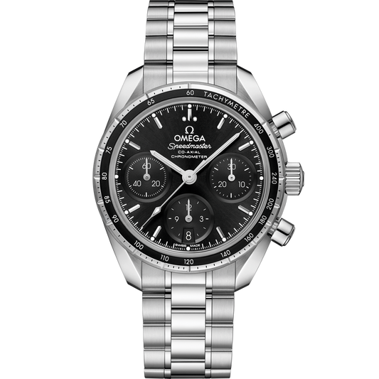 Omega Speedmaster 38  Black Dial  38 mm Stainless Steel  Bracelet 324.30.38.50.01.001