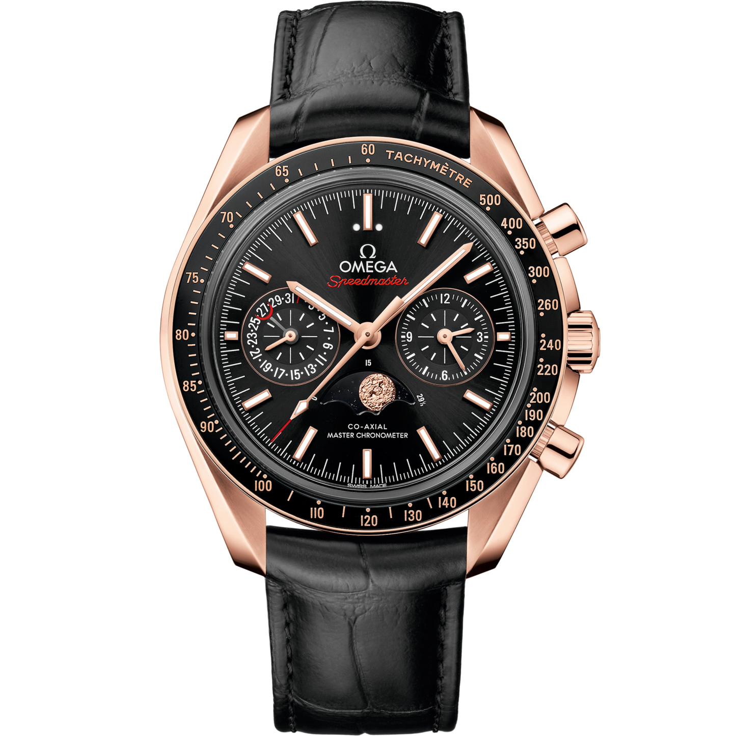 Omega Speedmaster  Moonphase  Black Dial 44.25 mm  Sedna™18k Rose Gold Strap 304.63.44.52.01.001