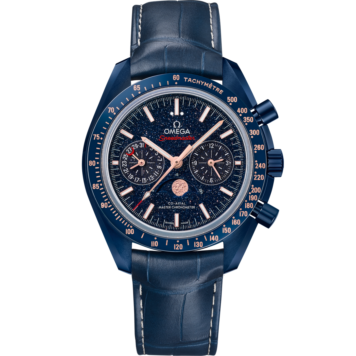 Omega Speedmaster Moonphase Blue Dial 44.25 mm Blue ceramic Strap 304.93.44.52.03.002