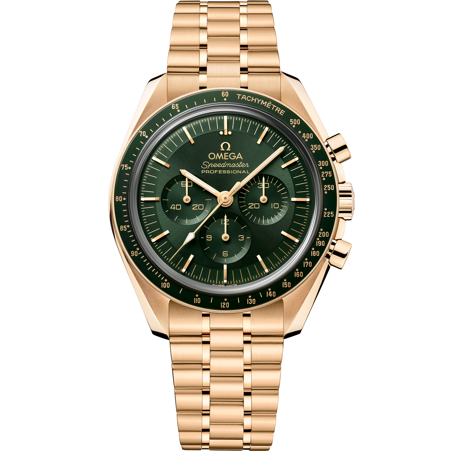 Omega Speedmaster Moonwatch Professional 42 mm Green Dial Moonshine™ 18k Yellow Gold Bracelet 310.60.42.50.10.001