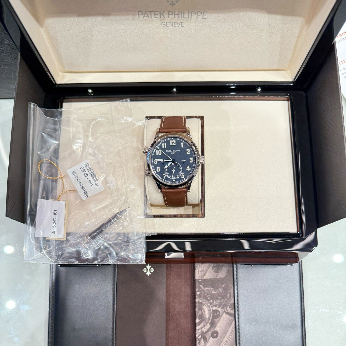 Patek Philippe Calatrava 5524G-001 'Pilot' Travel Time White Gold Blue Dial