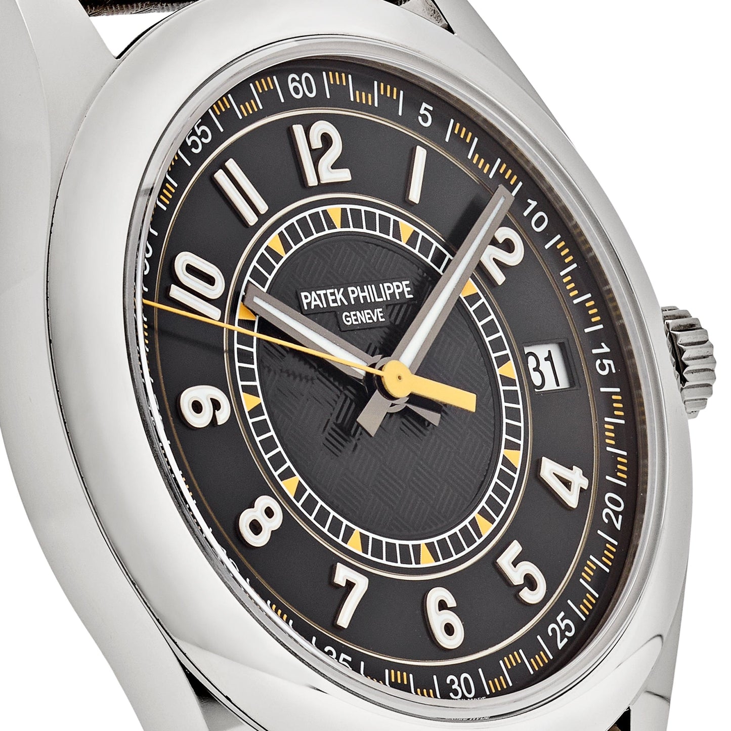Patek Philippe Calatrava 6007G-001 White Gold Black Dial Yellow Accents (2023)