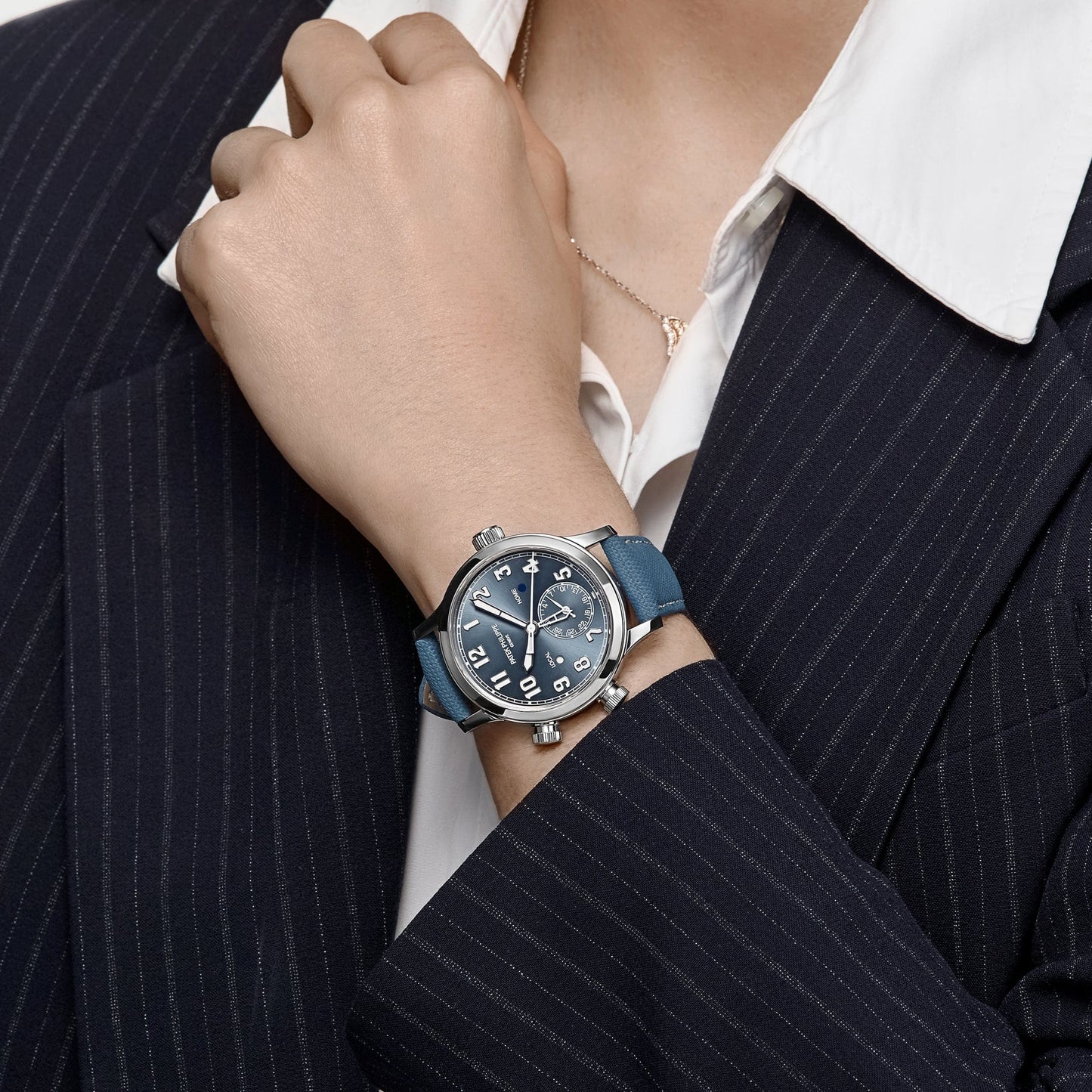 Patek Philippe Calatrava 7234A-001 'Pilot' Travel Time Stainless Steel Blue-Grey Dial Singapore Edition (2019)