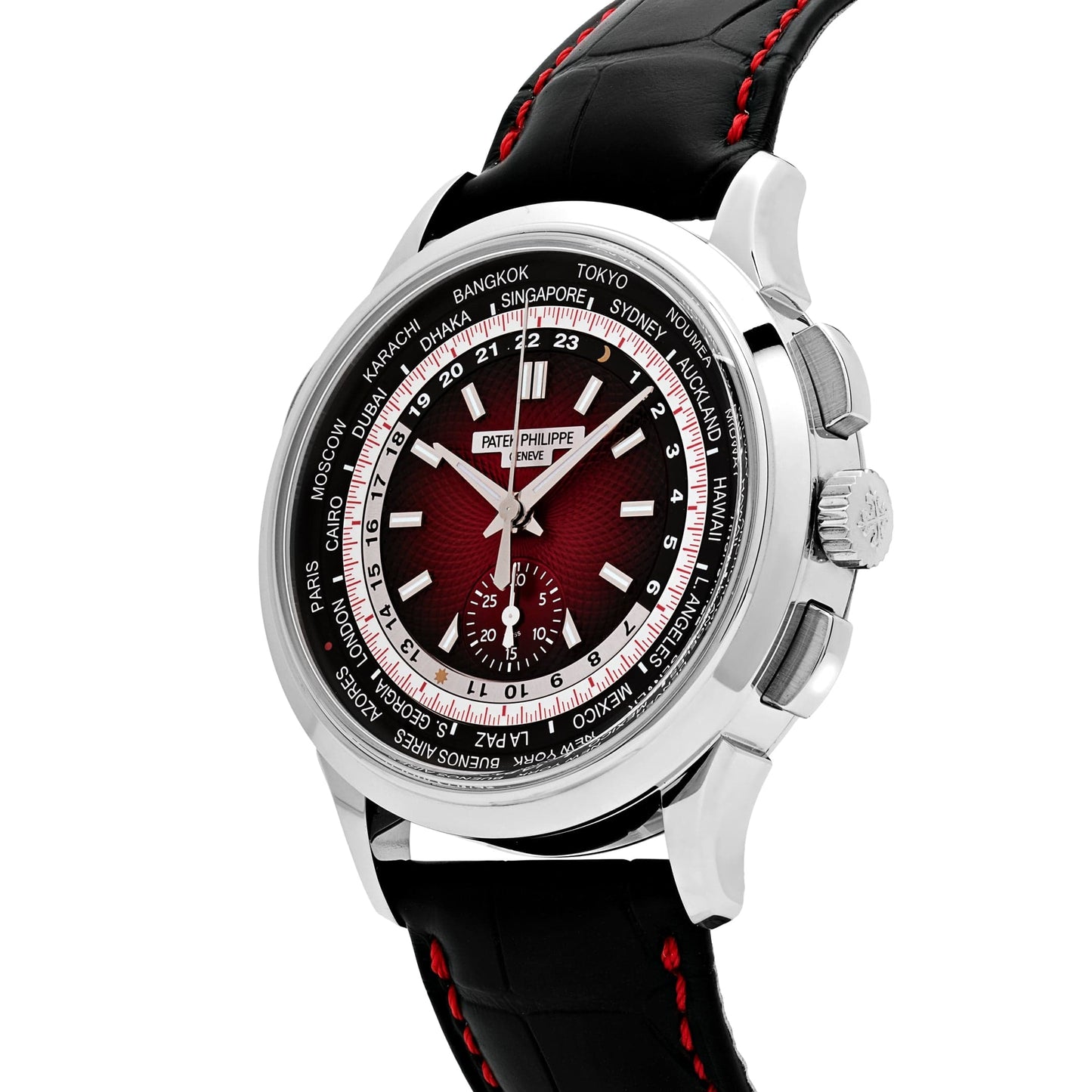 Patek Philippe Complications 5930G-011 ‘Singapore Edition’ World Time Flyback Chronograph White Gold Red Dial (2020)