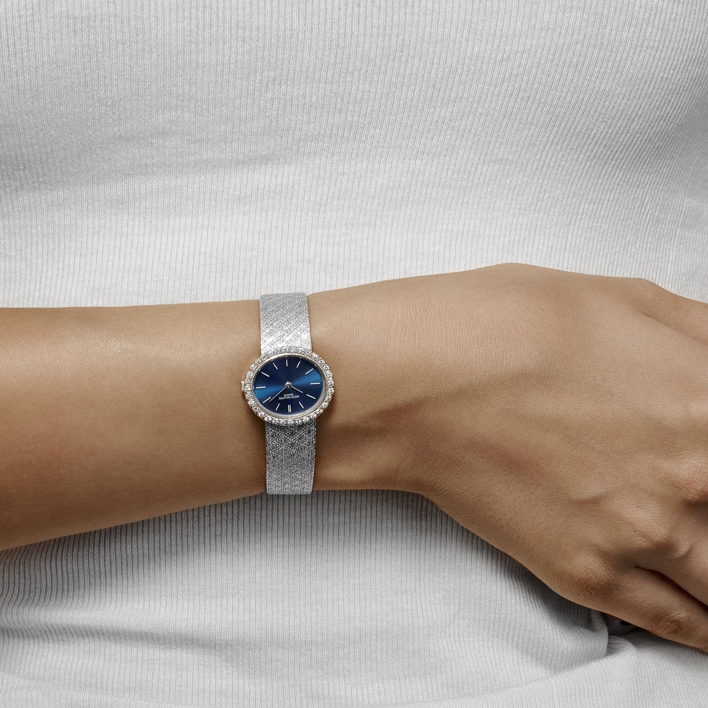 Patek Philippe Ellipse 4177 White Gold Blue Dial Diamond Bezel