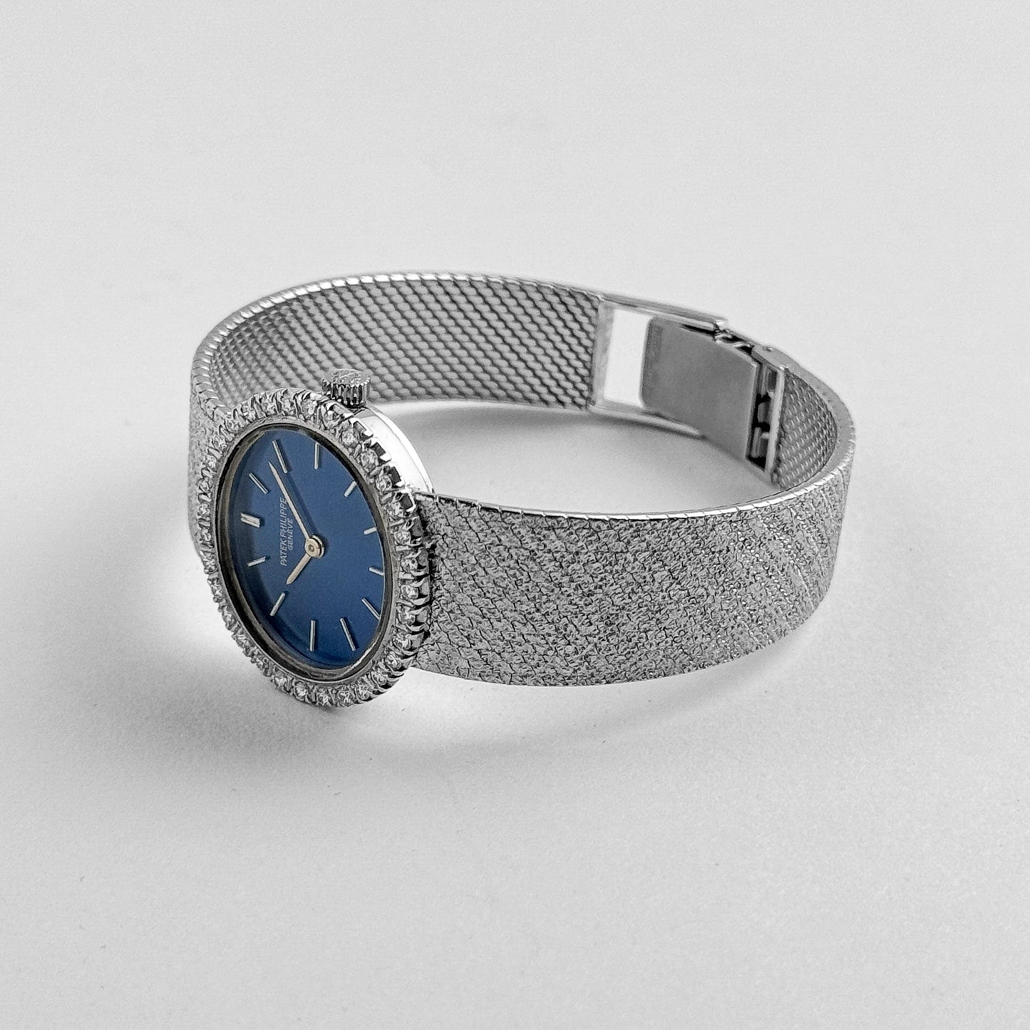 Patek Philippe Ellipse 4177 White Gold Blue Dial Diamond Bezel