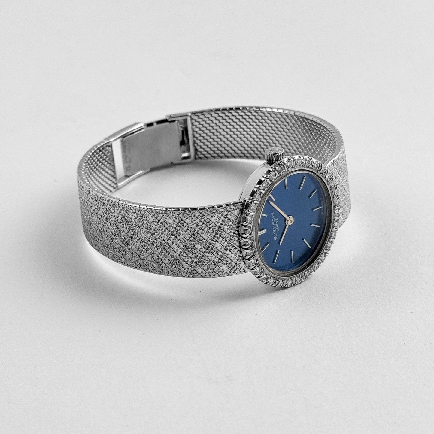 Patek Philippe Ellipse 4177 White Gold Blue Dial Diamond Bezel