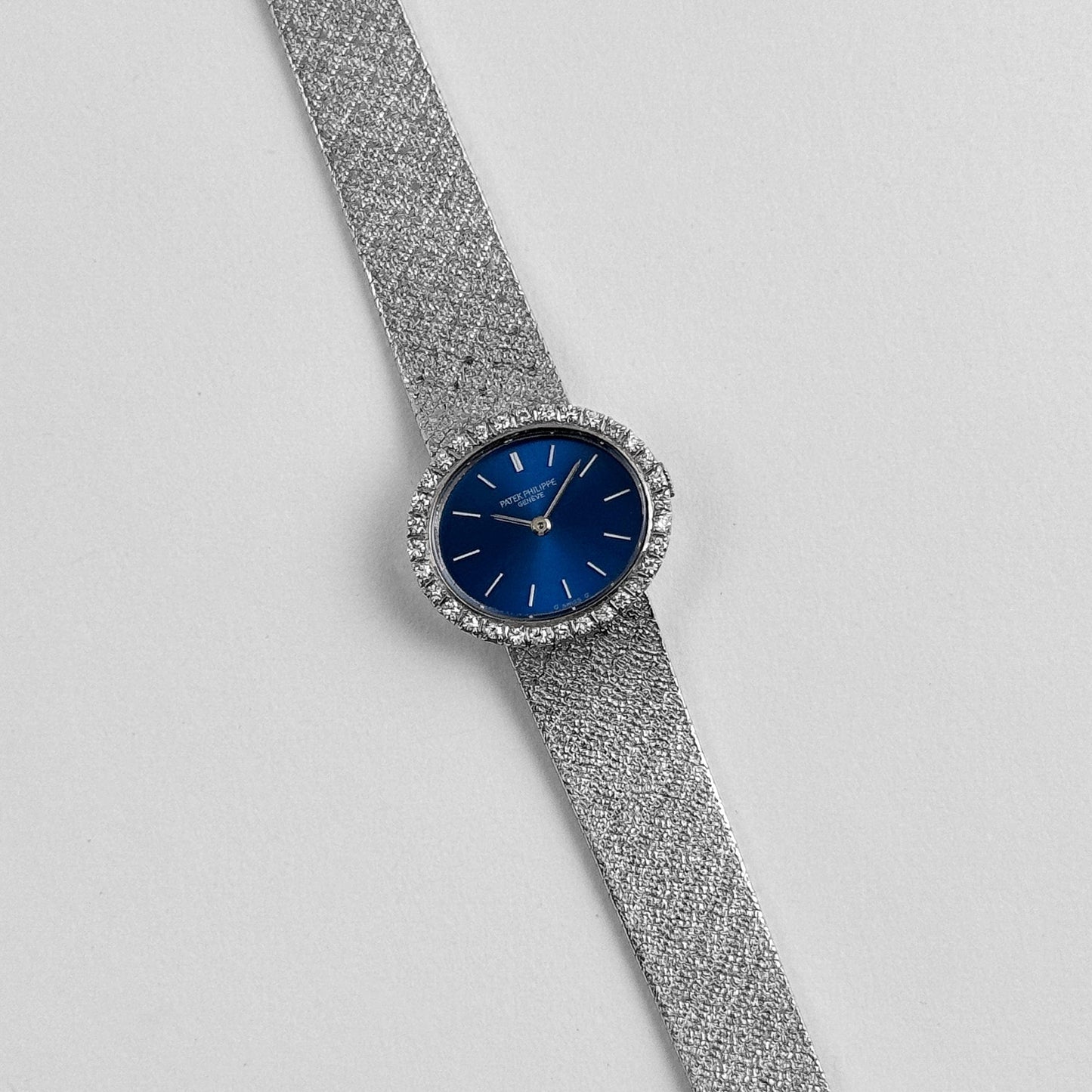 Patek Philippe Ellipse 4177 White Gold Blue Dial Diamond Bezel