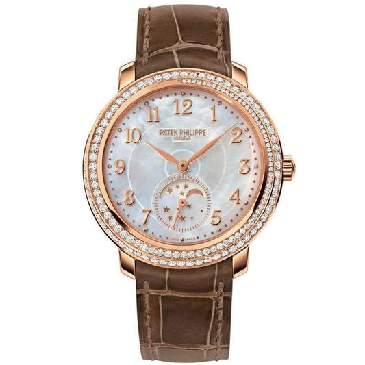 Patek Philippe Extra-Thin Diamond Ribbon Joaillerie Complication Moon Phase 33mm 4968R Mother Of Pearl Dial