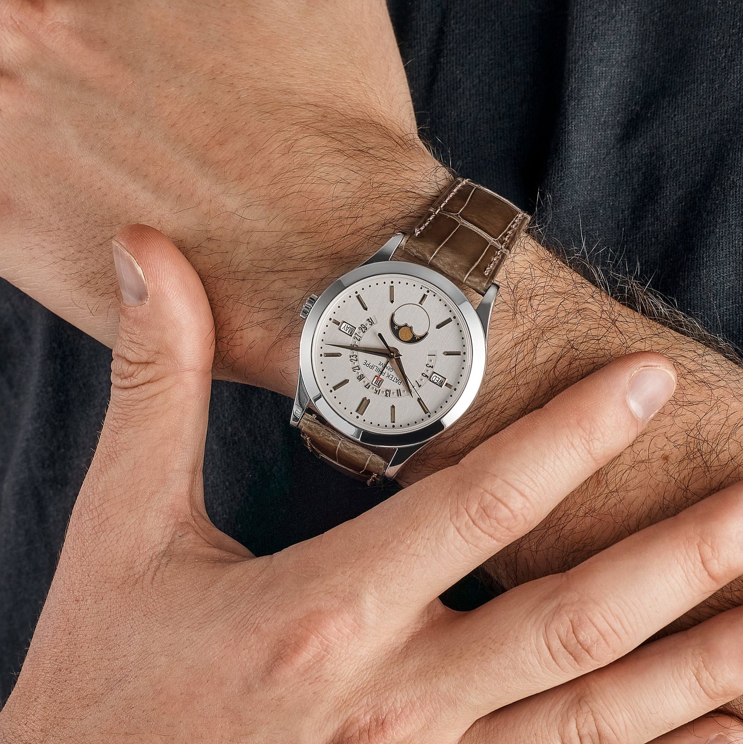 Patek Philippe Grand Complications 5496P-015 Perpetual Calendar Moon Phases Platinum Silver Dial (2018)