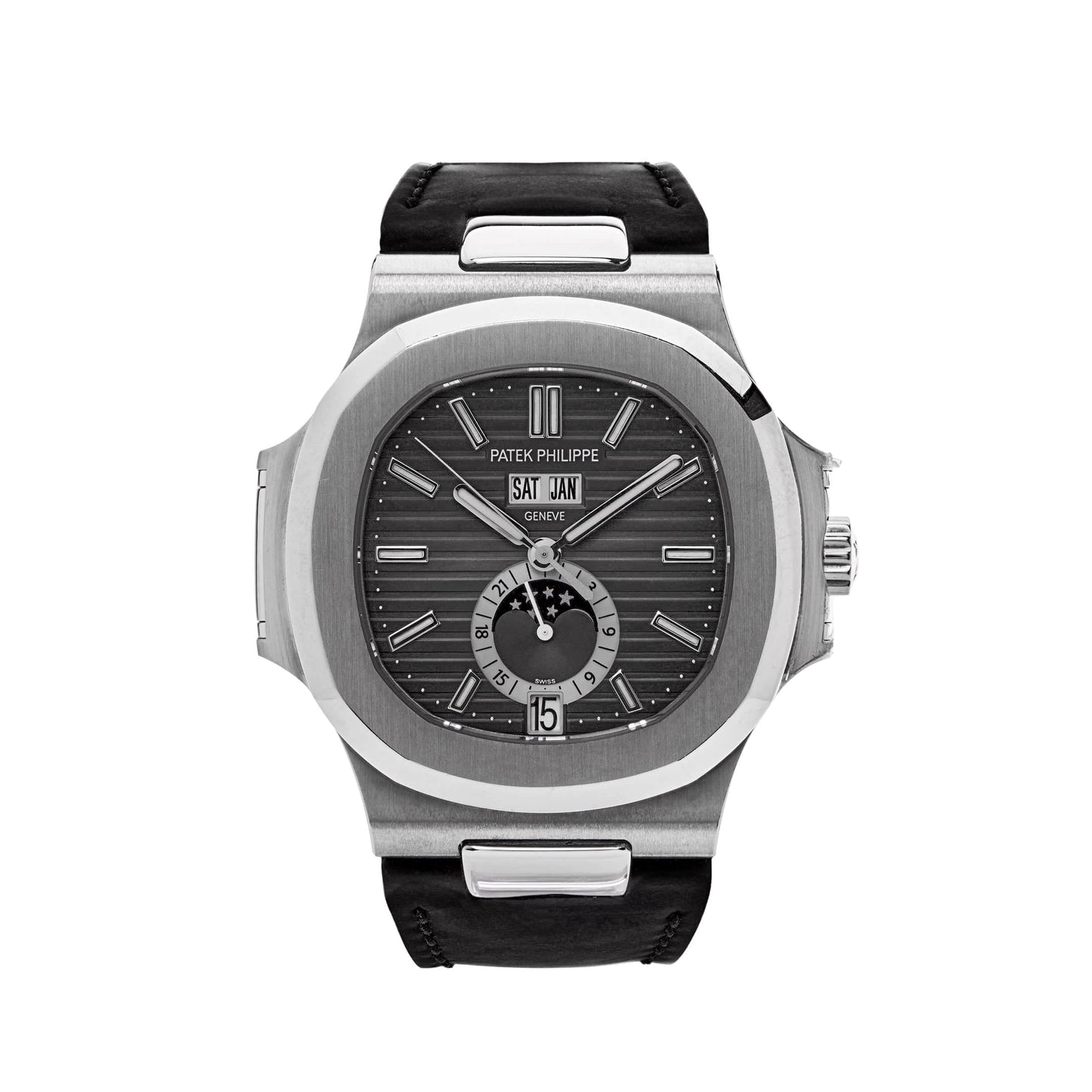 Patek Philippe Nautilus 5726A-001 Annual Calendar Moon Phases Stainless Steel Black Dial (2025)