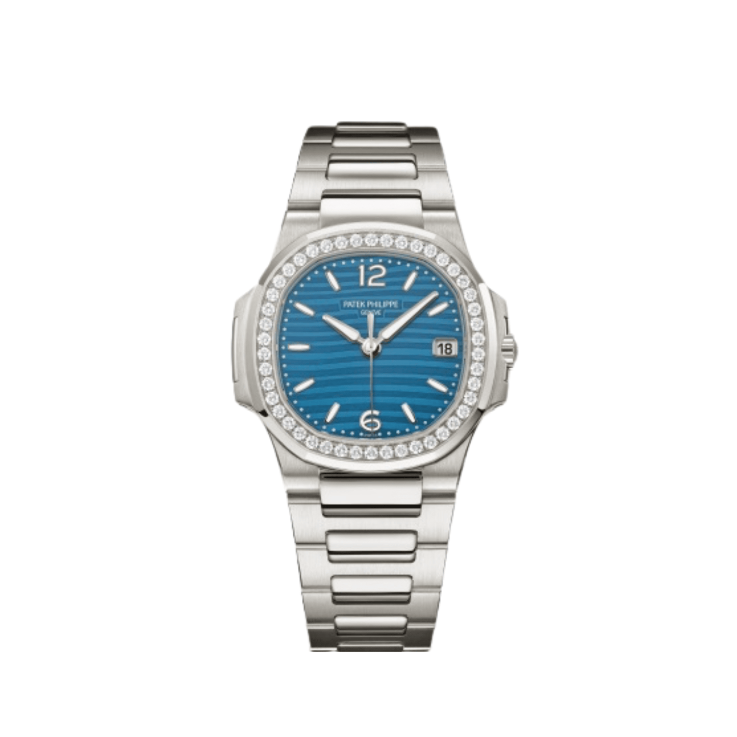 Patek Philippe Nautilus 7010/1G-013 'Ladies' White Gold Blue Dial Diamond Bezel (2025)