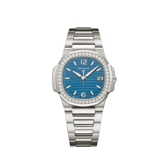 Patek Philippe Nautilus 7010/1G-013 'Ladies' White Gold Blue Dial Diamond Bezel (2025)