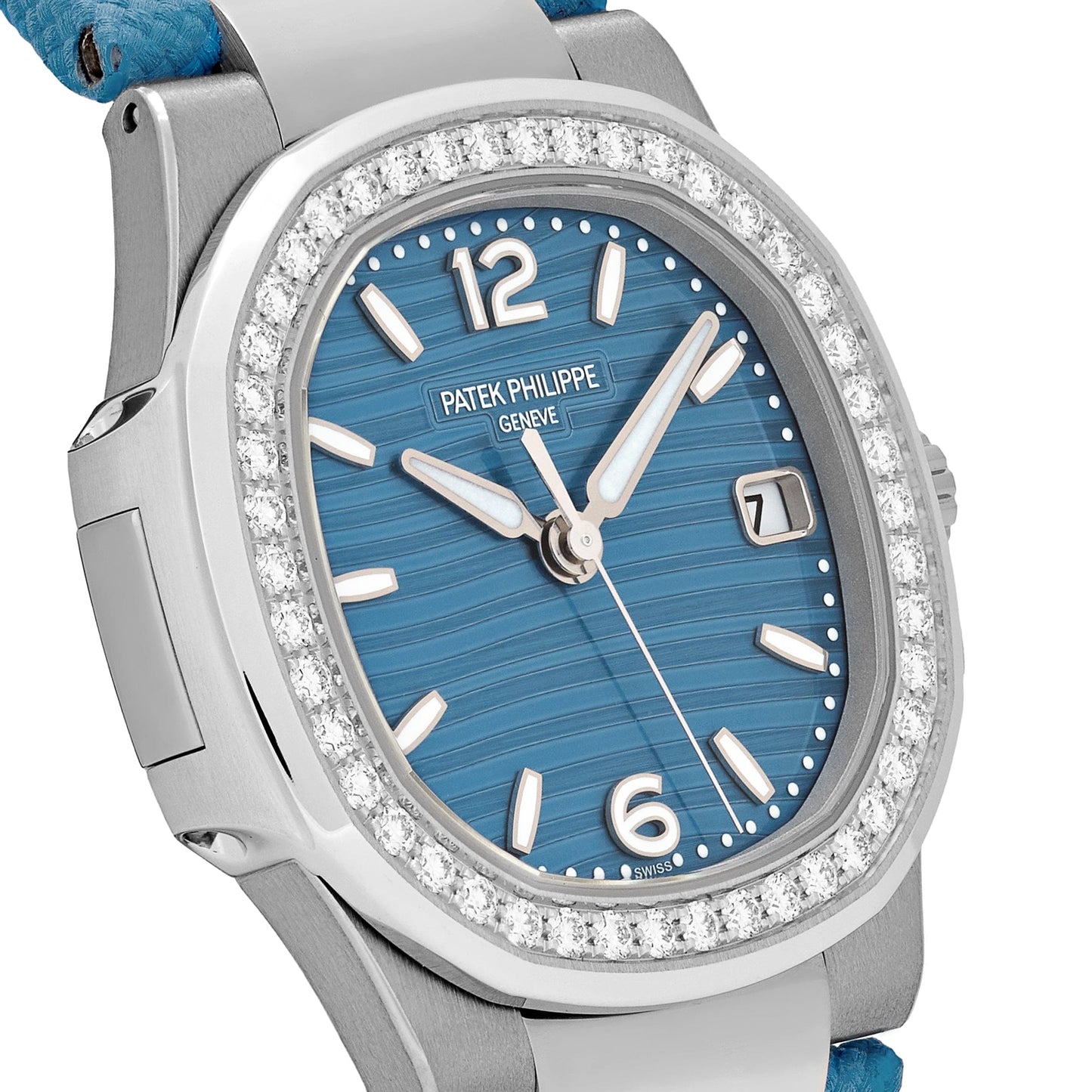 Patek Philippe Nautilus 7010G-013 'Ladies' White Gold Blue Dial Diamond Bezel (2025)