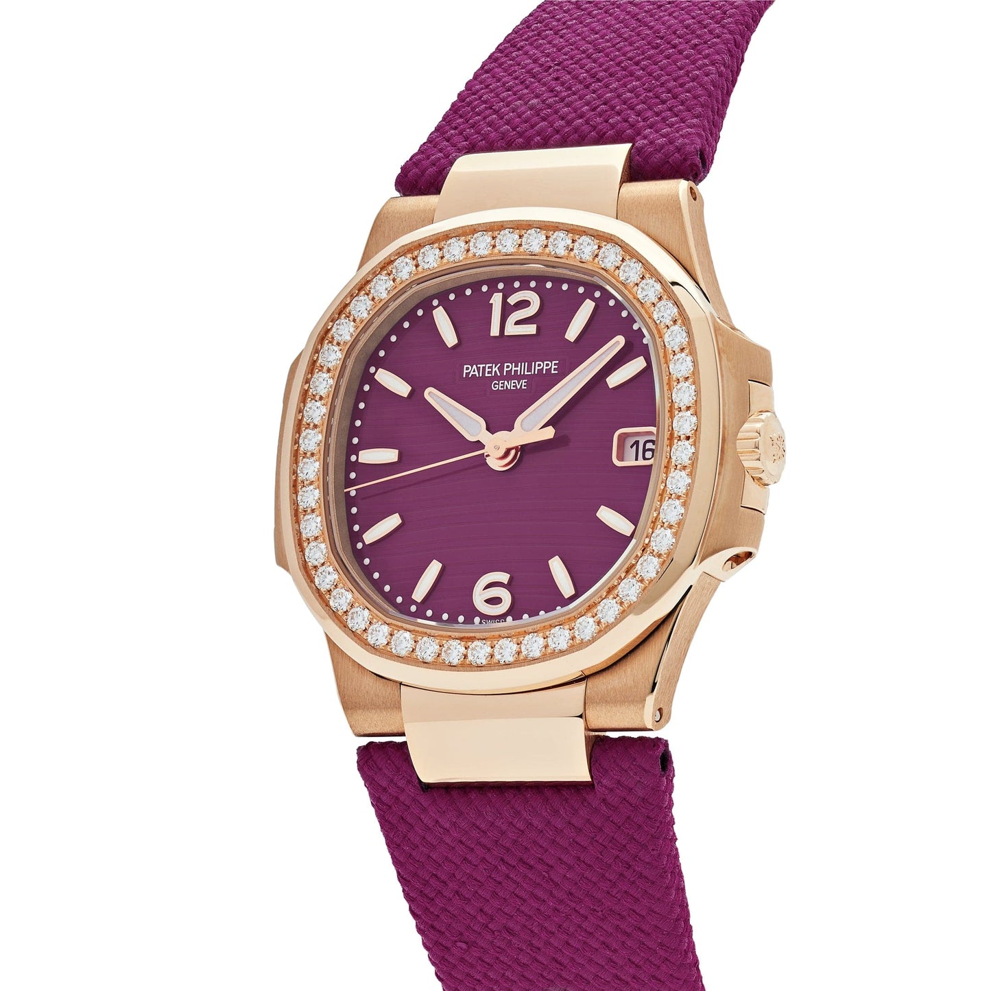 Patek Philippe Nautilus 7010R-013 'Ladies' Rose Gold Purple Dial Diamond Bezel