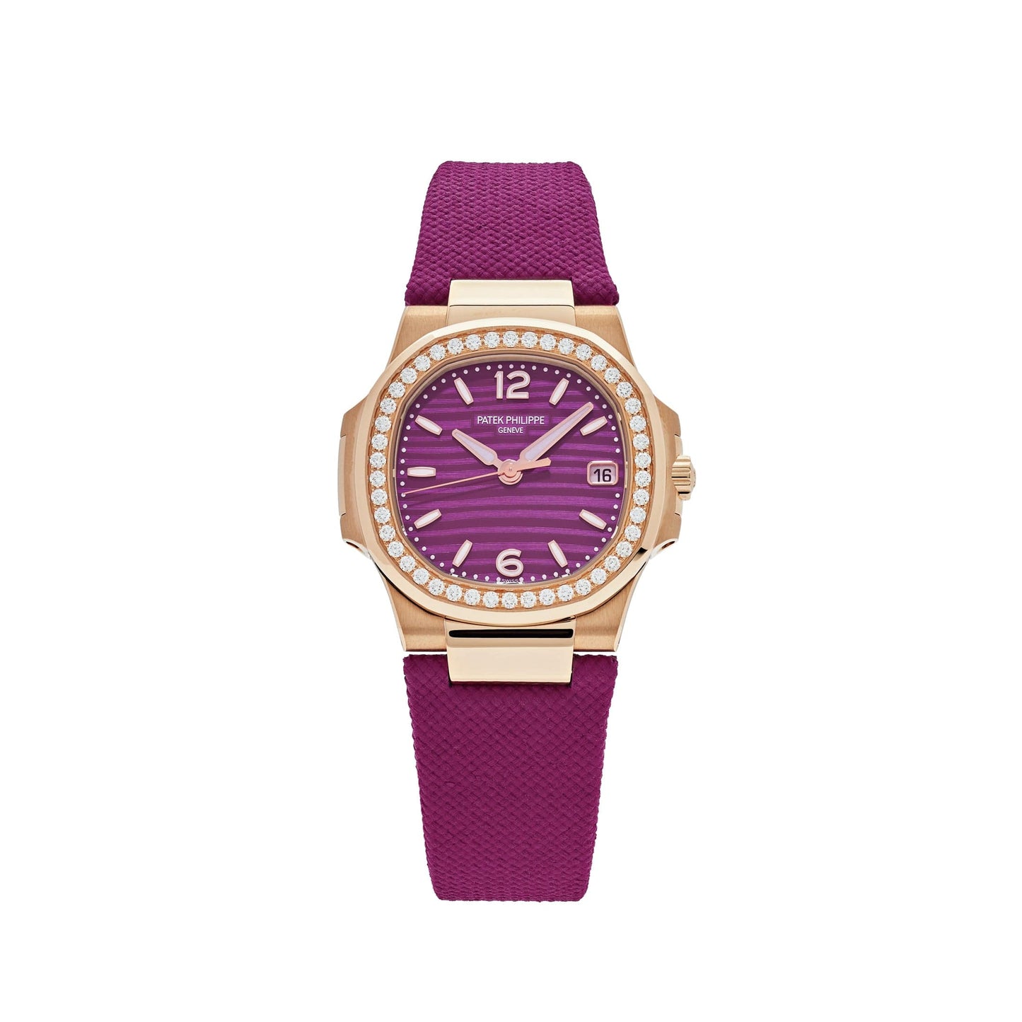 Patek Philippe Nautilus 7010R-013 'Ladies' Rose Gold Purple Dial Diamond Bezel