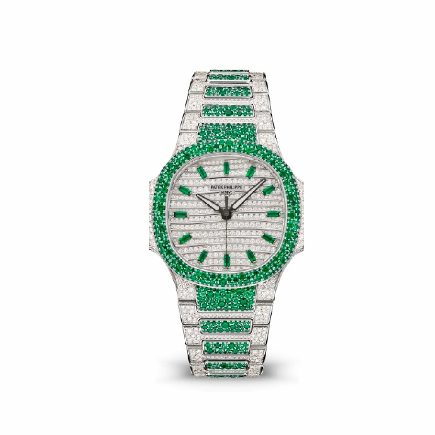 Patek Philippe Nautilus 7118/1453G 'Ladies Haute Joaillerie' White Gold Diamond Emerald Set