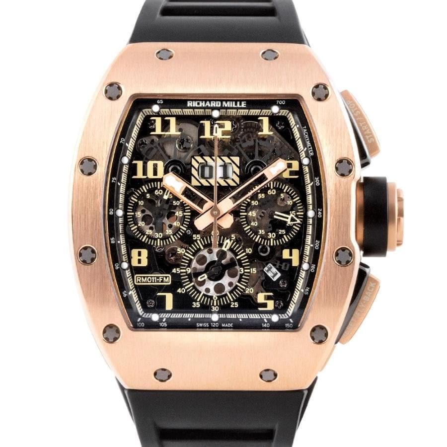 Richard Mille Felipe Massa Ivory Chronograph RM11 Rose Gold 50mm Openworked Dial