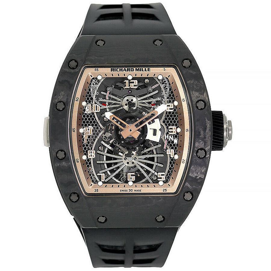 Richard Mille Limited Edition Asia Carbon Dual Time Tourbillon RM22 48mm Openworked Dial