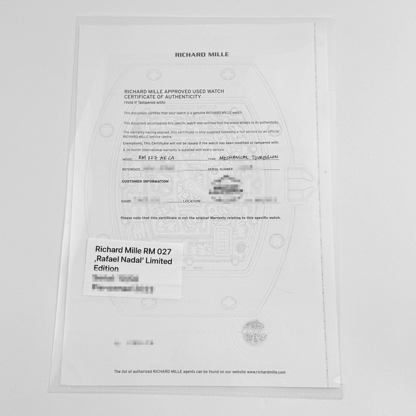 Richard Mille RM 027 Carbon Tourbillon 'Rafael Nadal' Limited Edition of 50 (2023)