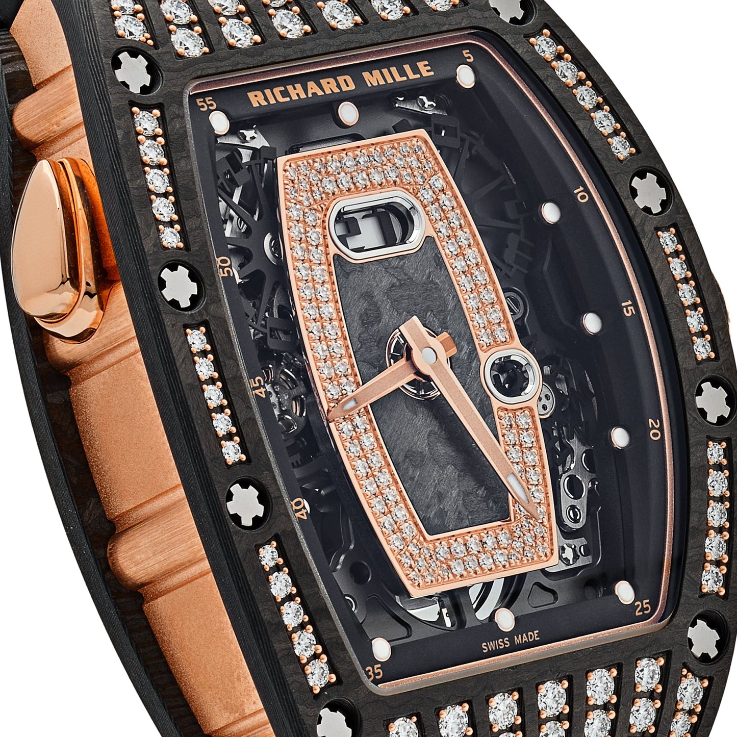 Richard Mille RM 037 Rose Gold Carbon TPT Diamond Set Skeleton Dial (2022)
