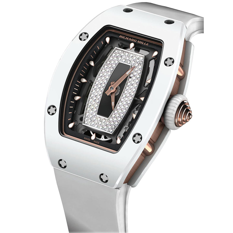 Richard Mille RM07-01 Rose Gold / White Ceramic Openworked Diamond Dial