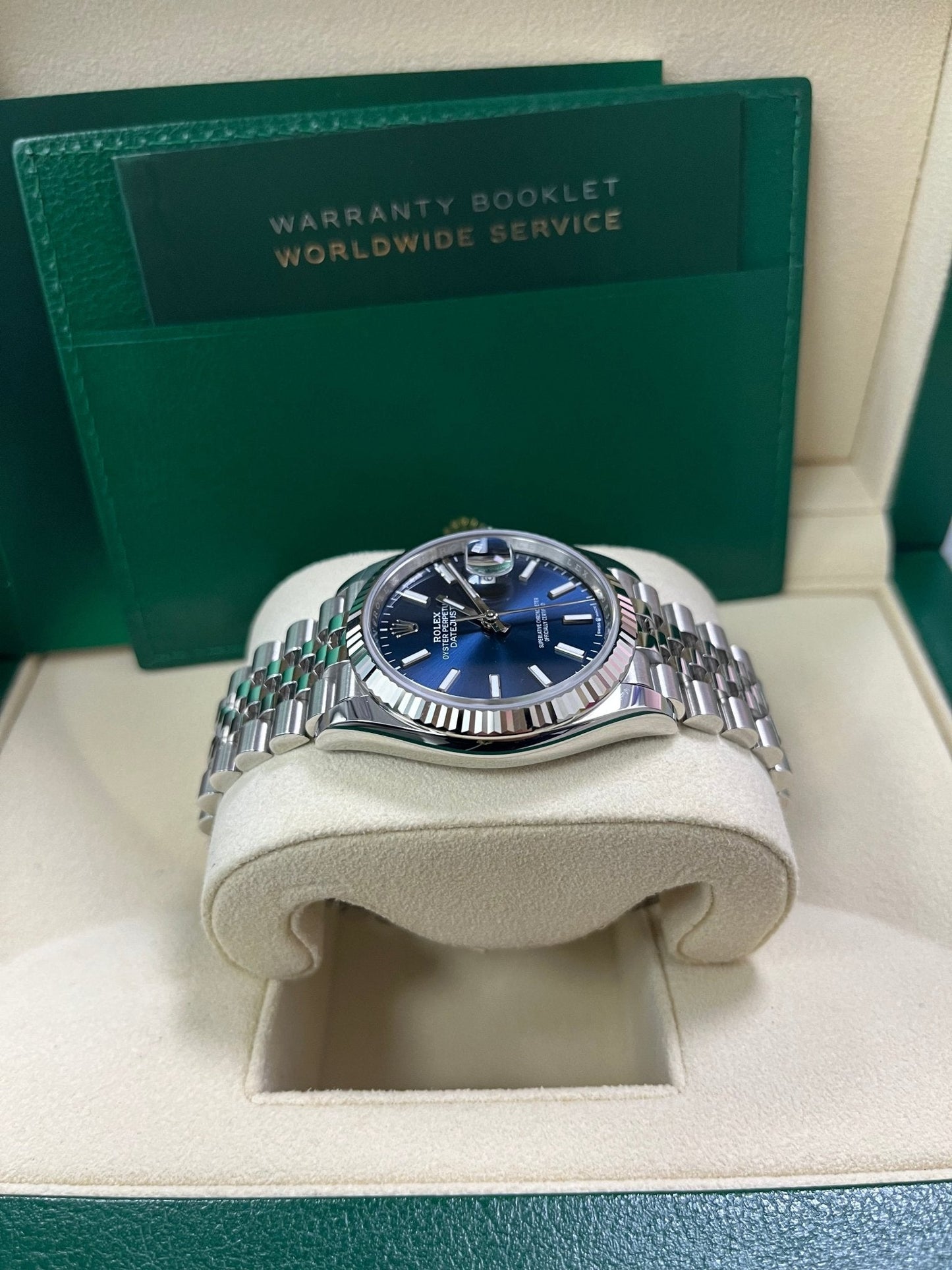 Rolex Datejust 36 Fluted Bezel Blue Index Dial Jubilee Bracelet 126234