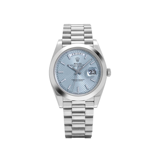 Rolex Day-Date 228206 40 Platinum Ice Blue Diagonal Motif Dial (2017)