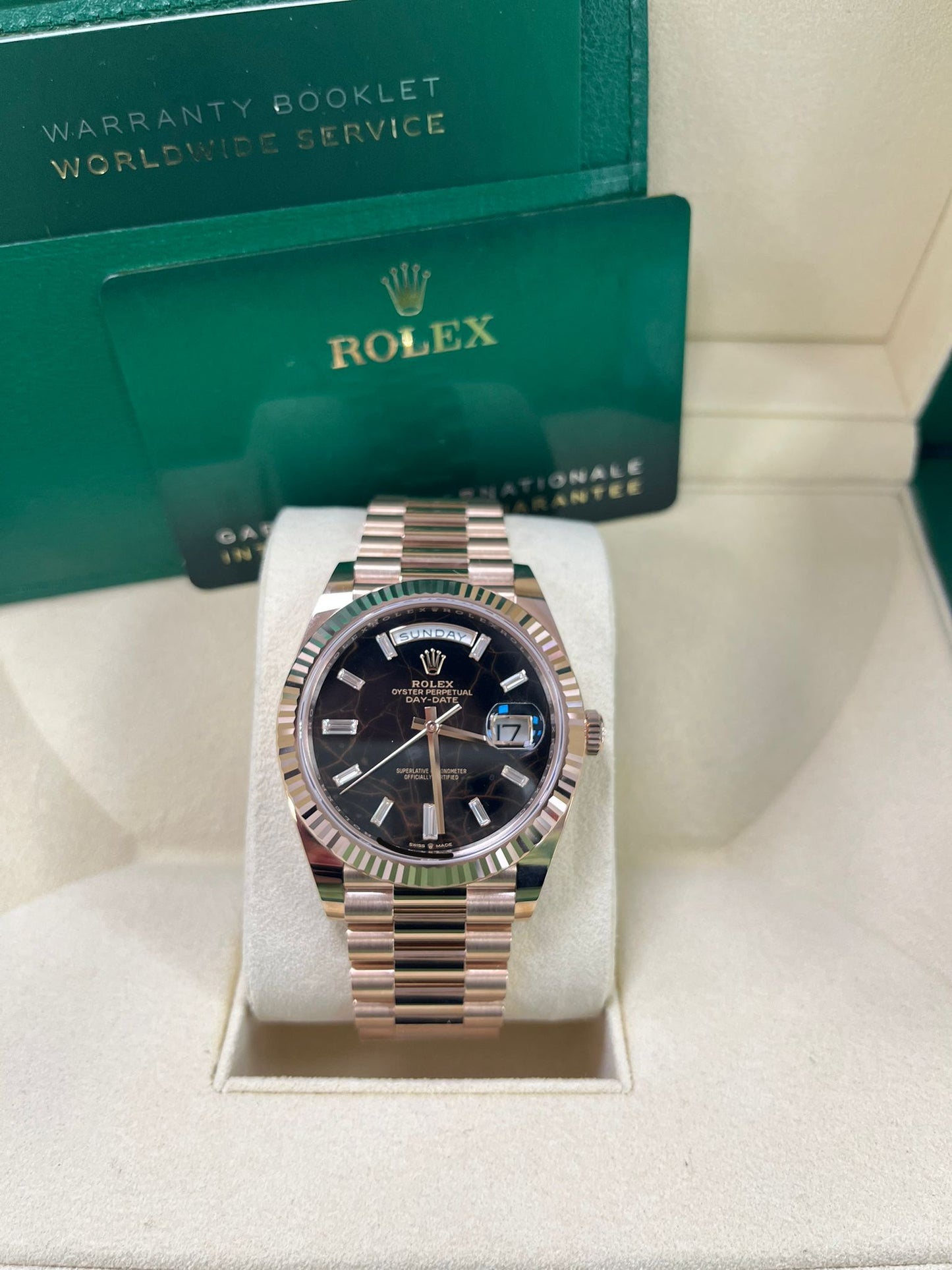 Rolex Day-Date 40 Fluted Bezel - Eisenkiesel Diamond Dial - President Bracelet 228235